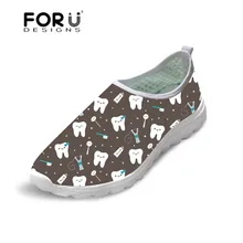 FORUDESIGNS/Повседневные кроссовки с милым рисунком дантиста; Женская легкая обувь на плоской подошве; сетчатая женская обувь; летняя обувь для девочек