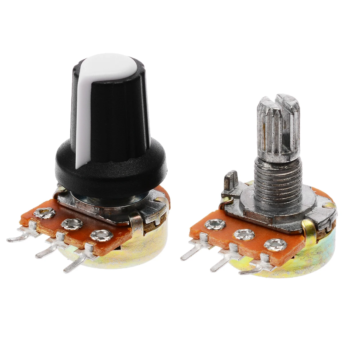 

5 PCS New 10K OHM 15mm Resistor Potentiometer With White Knob Caps 3Pin Linear Mono Stereo Pot Rotary Potentiometer