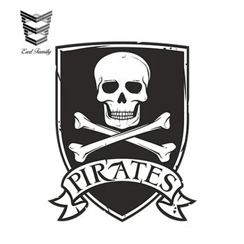 

EARLFAMILY 13cm x 9cm Car Styling Pirates Sticker Skull Jolly Roger Car Bike Kids Cool Laptop Vinyl Decal Waterproof Car Sticker