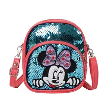 Модная сумка на плечо с блестками и изображением Минни Маус для девочек, Новое поступление, маленькая сумочка, детская повседневная Милая дорожная сумка разных цветов