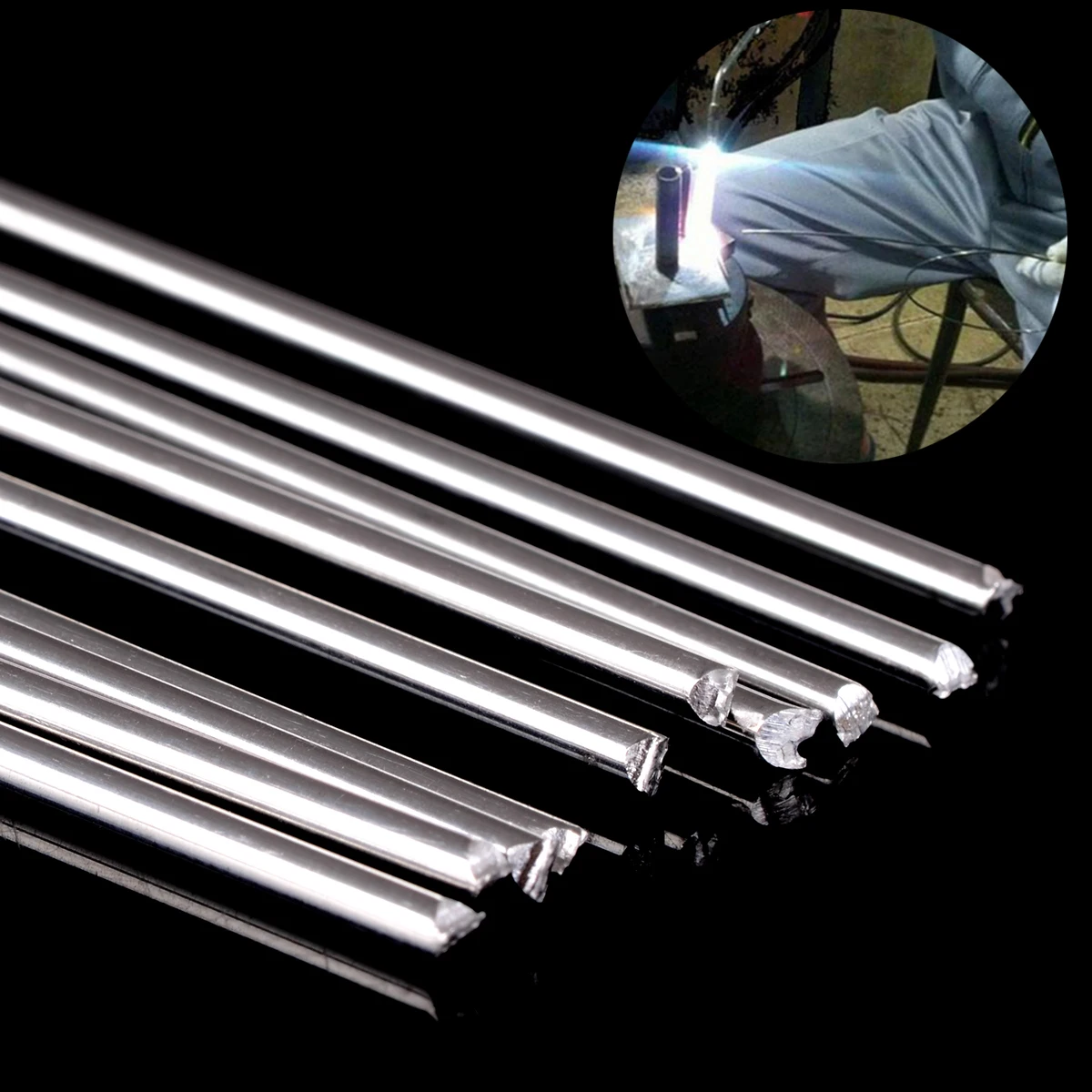 10pcs Metal Aluminum Welding Rod Low Temperature Magnesium Soldering Brazing Stick Rods 1.6mmx45cm Silver