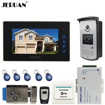 

JERUAN 7`` touch key Color Screen Video DoorPhone Intercom System 1 Monitor +700TVL RFID Access Camera + Electronic lock