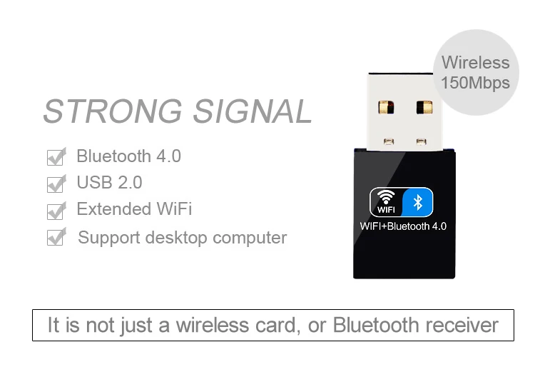 USB Wi-Fi/Bluetooth адаптер. Wi-Fi 150 Mbps, Bluetooth v. 4.0