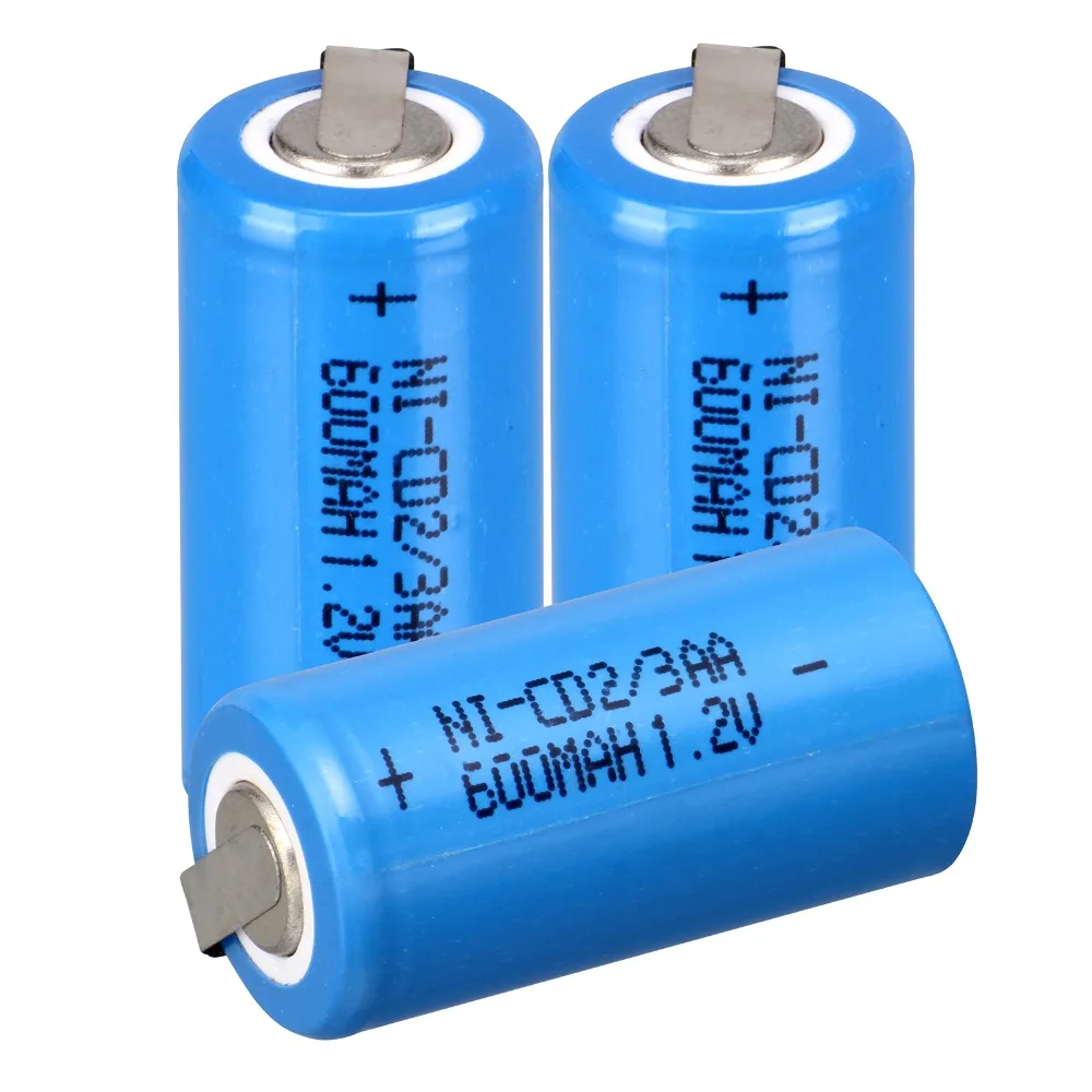 Синий 4~ 24 шт Ni-Cd 1,2 V 2/3AA 600mAh Ni-Cd аккумуляторные батареи