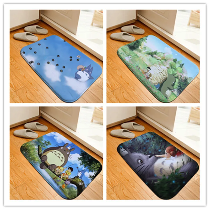 

Cartoon Totoro Printed Floor Mats Anti-slip Rugs Anime Pattern Figure Carpets Welcome Doormat Bathroom Carpet Kitchen Mat Gift