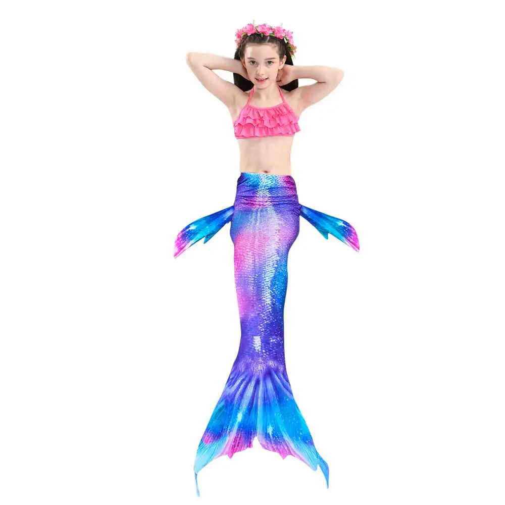 Маленький Ариэль девушки купальник с хвостом Русалочки или для вечеринки косплей костюм хвост русалки для купания с моновинкой для плавания
