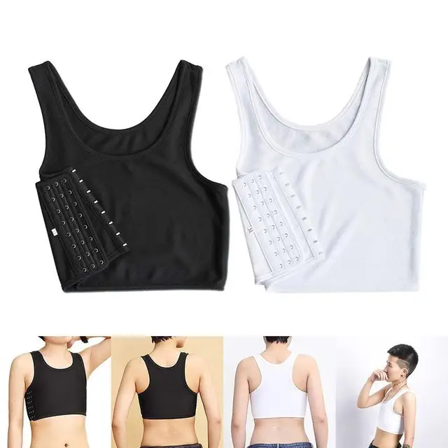 Women Buckle Short Chest Breast Binder Tran Vest Casual Shapers Tops Casual Breathable Buckle Vest Tops Short Top 1