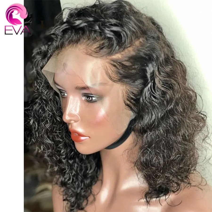 Эва(этиленвинилацетат) 150% Плотность 13x6 Синтетические волосы на кружеве человеческих волос парики для волос с ребенком Вьющиеся Волосы Короткие человеческих волос парики бразильских Волосы remy