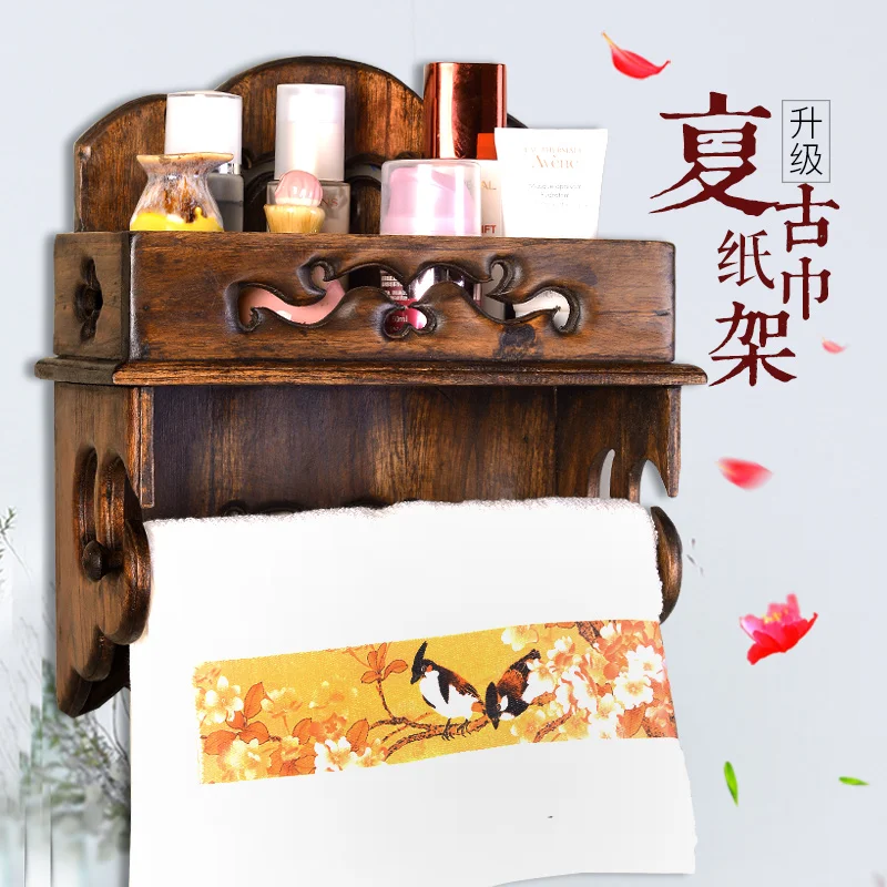  Creative retro bathroom tissue box mobile toilet paper holder Thai solid wood kitchen roll holder W - 33004550644