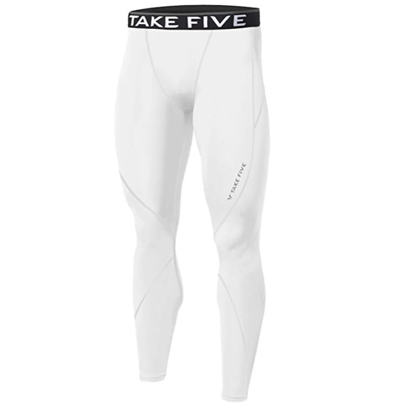 

Newest Premium Take Five Men's Compression Skin Tight Long White Color Sleeve Pants -502-