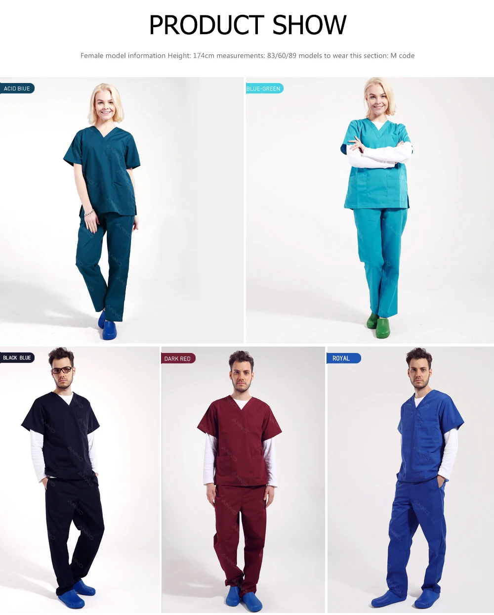 ANNO Цвета Для женщин и с коротким рукавом для мужчин форма медсестры, медицинская скрабы Комплект Одежда для хирургов врач костюм больницы