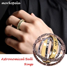 Morkopela anillo de bola de esfera astronómica amante complejo giratorio anillos joyas regalos cósmicos anillos para hombres y mujeres