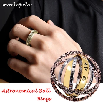 

Morkopela Astronomical Sphere Ball Ring lover Complex Rotating Cosmic Rings Jewelry Gifts Couple Rings for Men Women