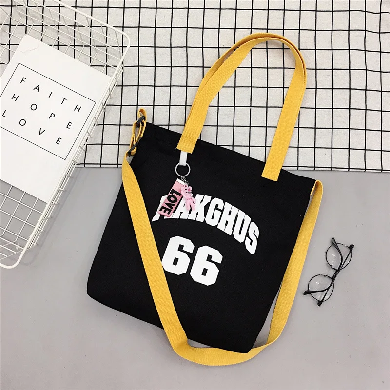 

2019 Canvas Handbag For Women Fashion Concise Letter Printing Large Simple Designer Casual Shoulder Lady Shopping Tote Cloth Bag