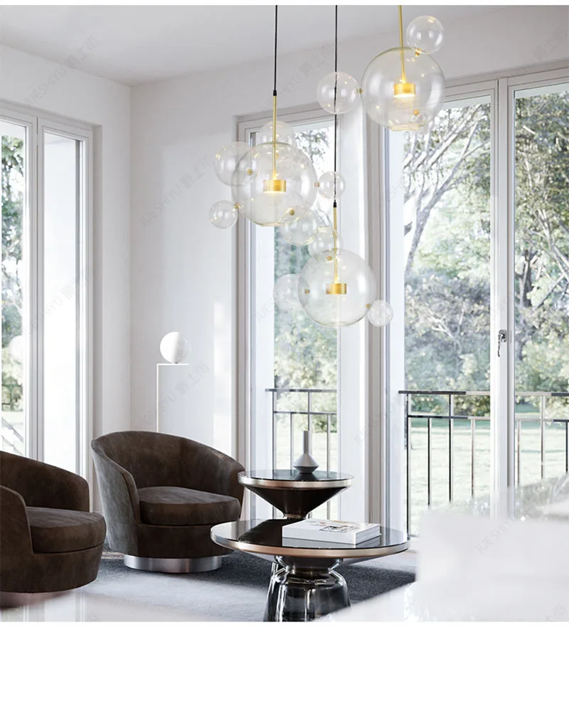 Modern Lamp Suspendue Lumiere LED A Manger Lit Chambre Foyer Rond Boule