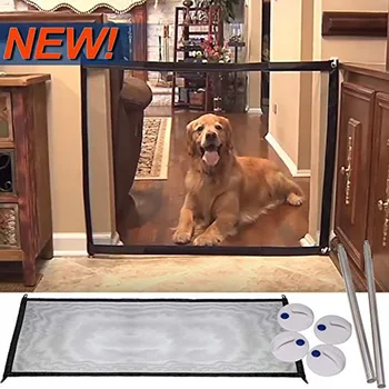

Magic Pet Gate For Dogs The Ingenious Mesh Dog Fences Safe Guard and Install Anywhere Pet Dog Safety Enclosure Pet Supplies 35