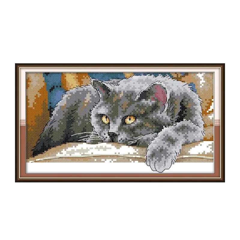 

Joy Sunday Cross Stitch Black Cat Animal Patterns Aida Fabric 14ct 11ct Print on Canvas Embroidery DMC Kit Floss DIY Needlework