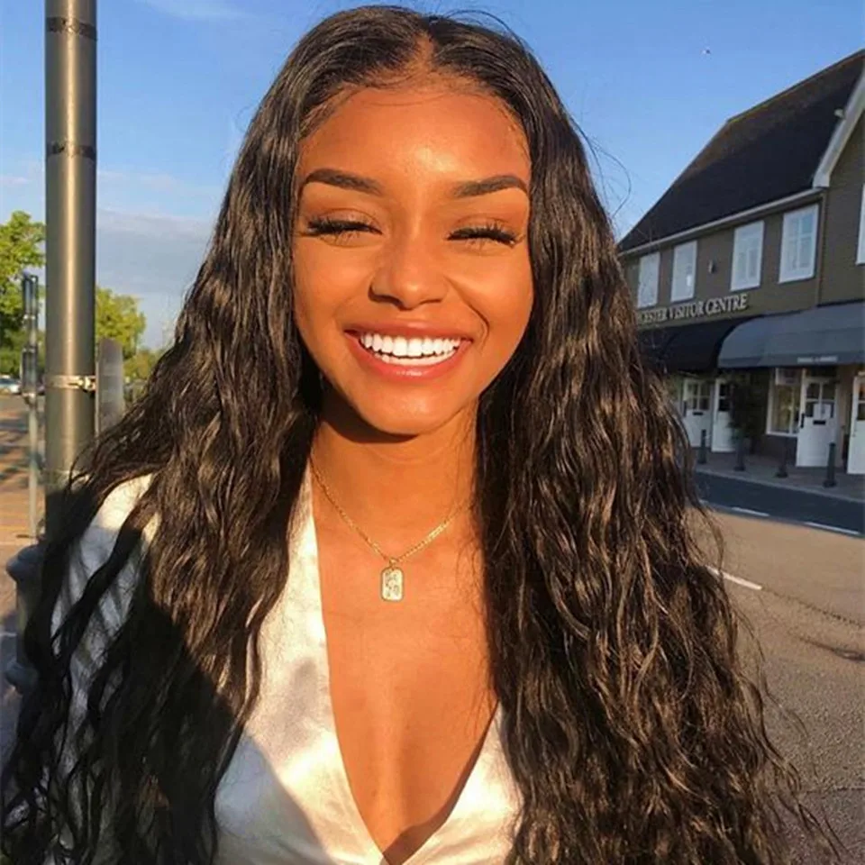 

Deep Wave Lace Front Human Hair Wigs With Baby Hair Lace Front Wigs Wet And Wavy Pre Plucked For Black Women Long 26 inch Lwigs