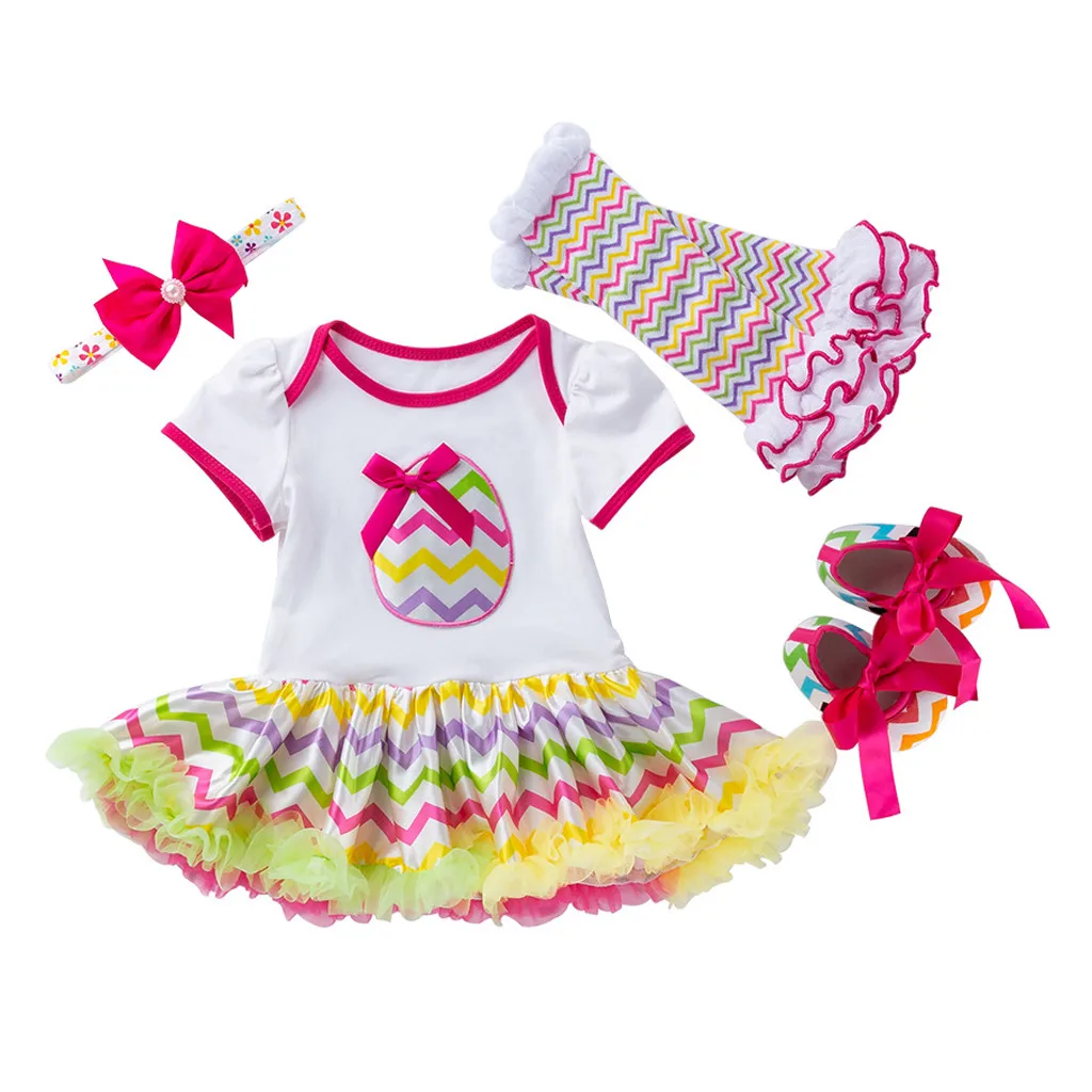 

MUQGEW 4PCS Newborn Baby Girls Clothes Sets Fashion Princess Easter Eggs Print Tutu Dress Outfits Set conjunto infantil menino