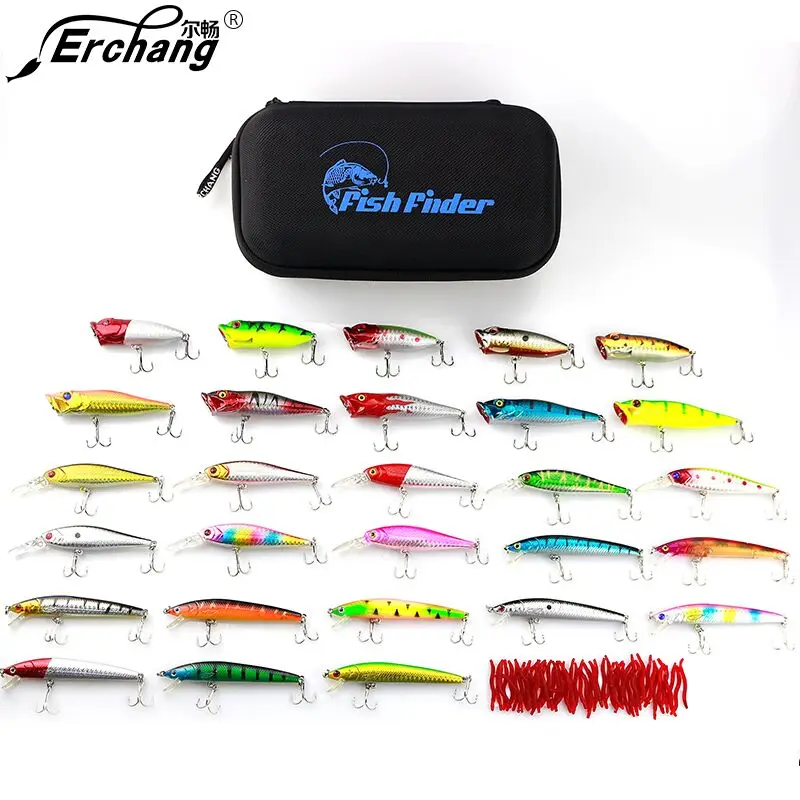Fishing Lure Kits Hard ARTIFICIAL LURES MINNOW FISHING LURES Set Japan Steel Balls 28Pcs Blade