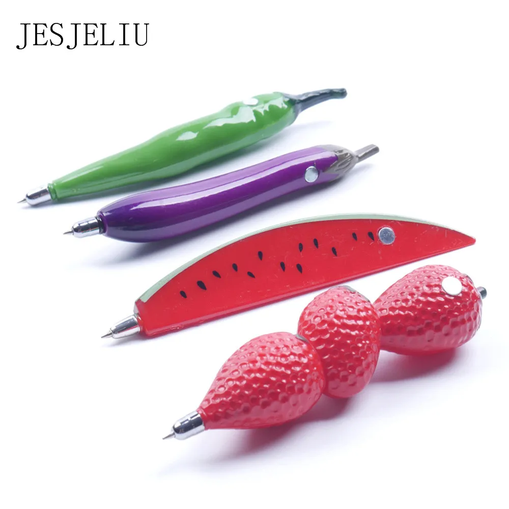 

Cute Kawaii Fruit Plastic Ballpoint Pens Creative Vegetables Ball point pen For Kids Gift School Supplies Free Shipping