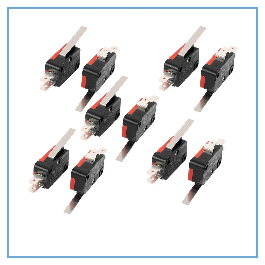 10 Pz V-152-1C25 Braccio Di Leva Rullo Spdt 1No 1Nc Micro Limit Switch 3 Terminali Momentaneo