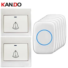 Кольцо 2 излучатель+ multreceivers Вариант беспроводной дверной звонок комплекты мощность 110-220 В дверной звонок Водонепроницаемый 300 м двери звонок дверной кольцо Белый