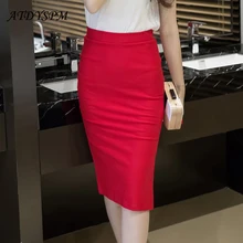 ATDYSPM, юбки-карандаш с высокой талией для женщин, плюс размер, 5XL, Офисная Женская юбка, OL, дикая Талия, тянущаяся, повседневные юбки, Faldas Mujer