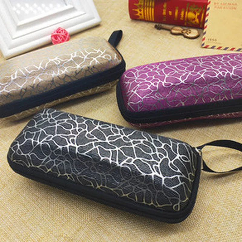 

Glasses Box Zipper Stripe Unisex Sunglasses Protection Case Portable Containers