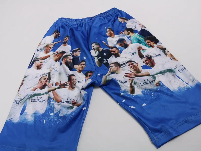 Футболка для маленьких мальчиков, комплект для соревнований, Униформа команды, настоящая звезда футбола, футболка Детские короткие штаны с 3D рисунком из мультфильма «Мадрид с Роналду», одежда