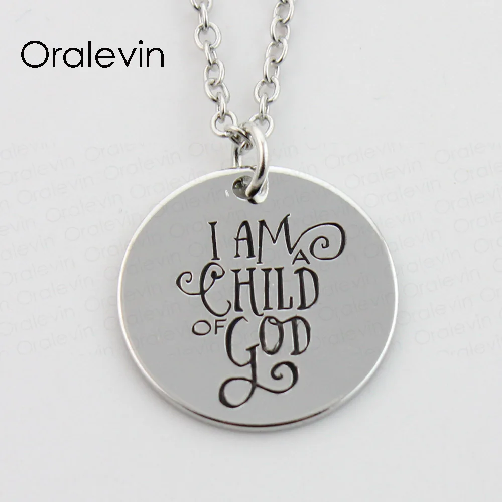 I AM CHILD OF GOD Hand Stamped Memorial Pendant Charms Necklace Gift Jewelry 22MM, 10Pcs/Lot, 