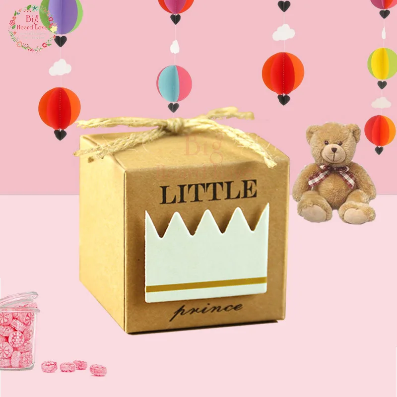 10 шт. маленькая принцесса коробка для конфет из крафт бумаги Корона Baby Shower День