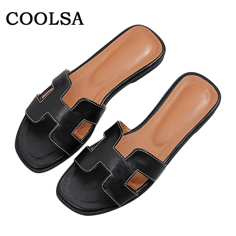 

Coolsa Summer Brand Slippers Women Slipper Hollow H Letter Flat Slides Outdoor Casual Woman Beach Sandals Designer Fashion Shoes