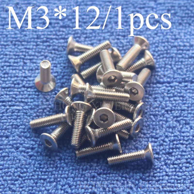 1 шт. M3 * 12 плоская головка из нержавеющей стали SS304 потайная винтовая с