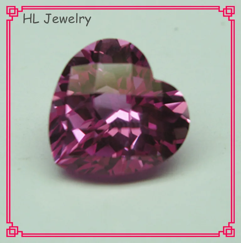 

2PCS/Lot 10MM Heart Shape Red 3# Synthetic Corundum Stone Checker Board Cut Sharp Bottom Pink Corundum Loose Stone