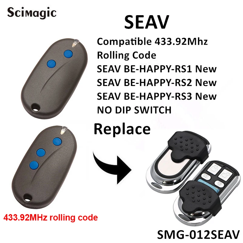 Передатчик управления гаражом SEAV BE HAPPY RS1/RS2/RS3 433 92 МГц непрерывный код SMART RS2/RS4