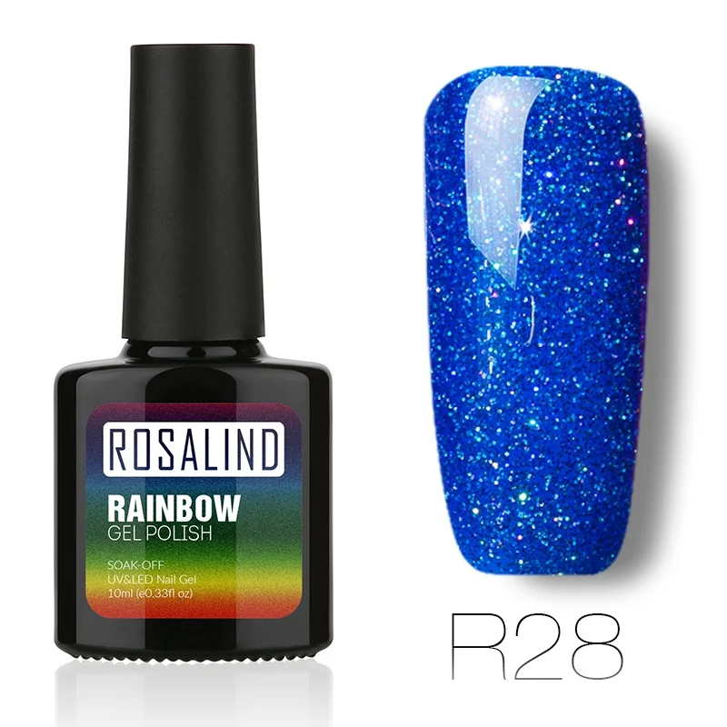 ROSALIND Гель-лак для ногтей 10 мл Радужный Неон RBR01-29 Гель-лак Soak Off UV Nail Art долговечный Гель-лак для ногтей - Цвет: R28