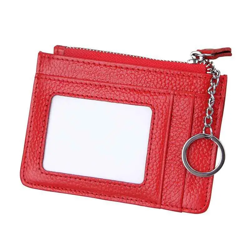 

Rfid Blocking Women Credit Card Holder with Zipper Coin Purse Keychain Top Quality Genuine Leather Wallet 2017 New Fashion