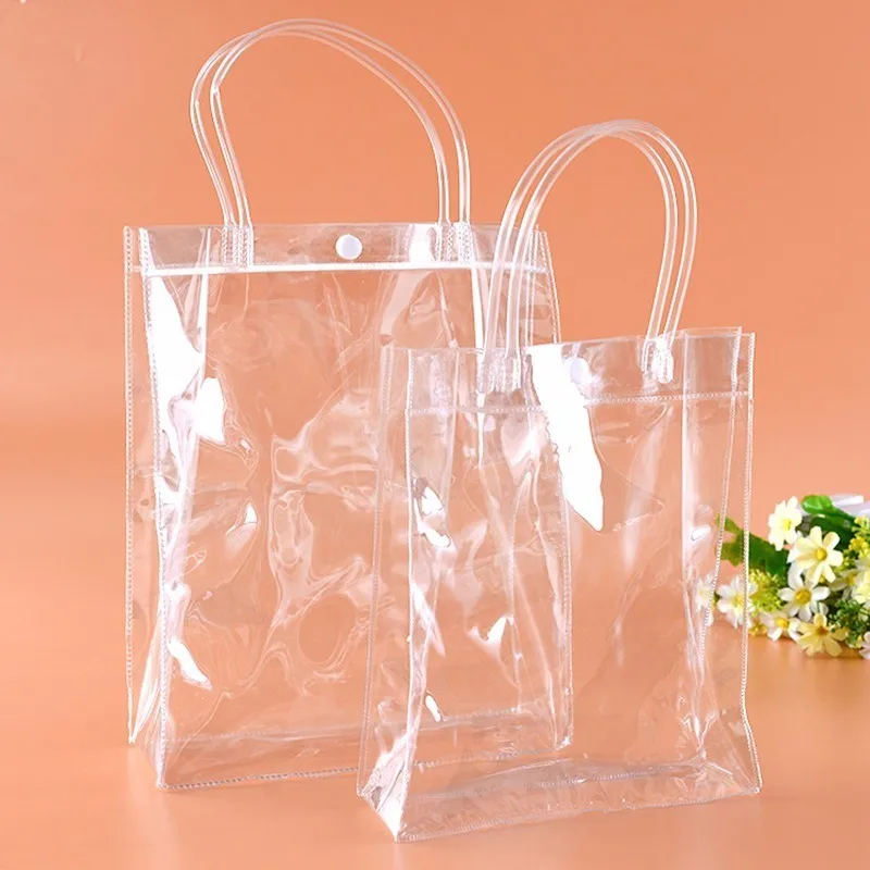 20pcs/lot Clear PVC gift tote packaging bags with hand loop Transparant ...