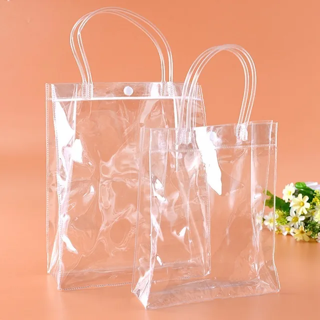 20pcs/lot Clear PVC gift tote packaging bags with hand loop Transparant