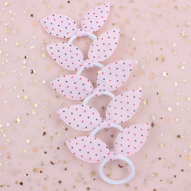 

2019 DIANXIANG Fashion Geometric rectangle pattern Rabbit ears girls Elastic Hair Bands hair accessories for women 5pcs/lot
