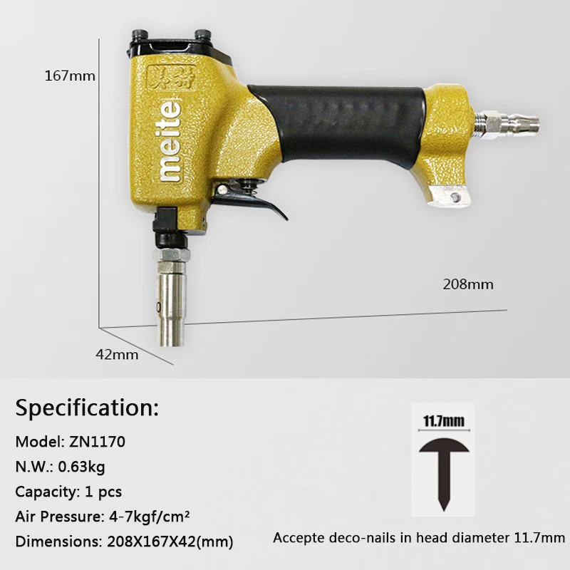 MEITE 1170 пневматический штифтовый пистолет 11,7 мм с диаметром головки пневматический гвоздильщик для изготовления дивана/мебели Jun.14 инструмент для обновления