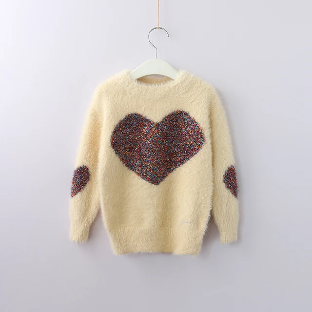 Kids Girls Sweaters Glitter Heart Autumn Winter Toddler Girl Pullover