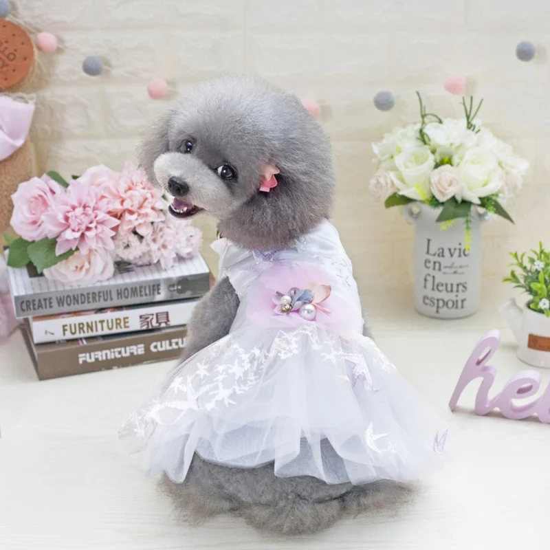 

Summer Cute Bling White Lace Dog puppy luxury dress pet cat Tutu skirt Princess wedding Dress dog chihuahua clothes dog bride