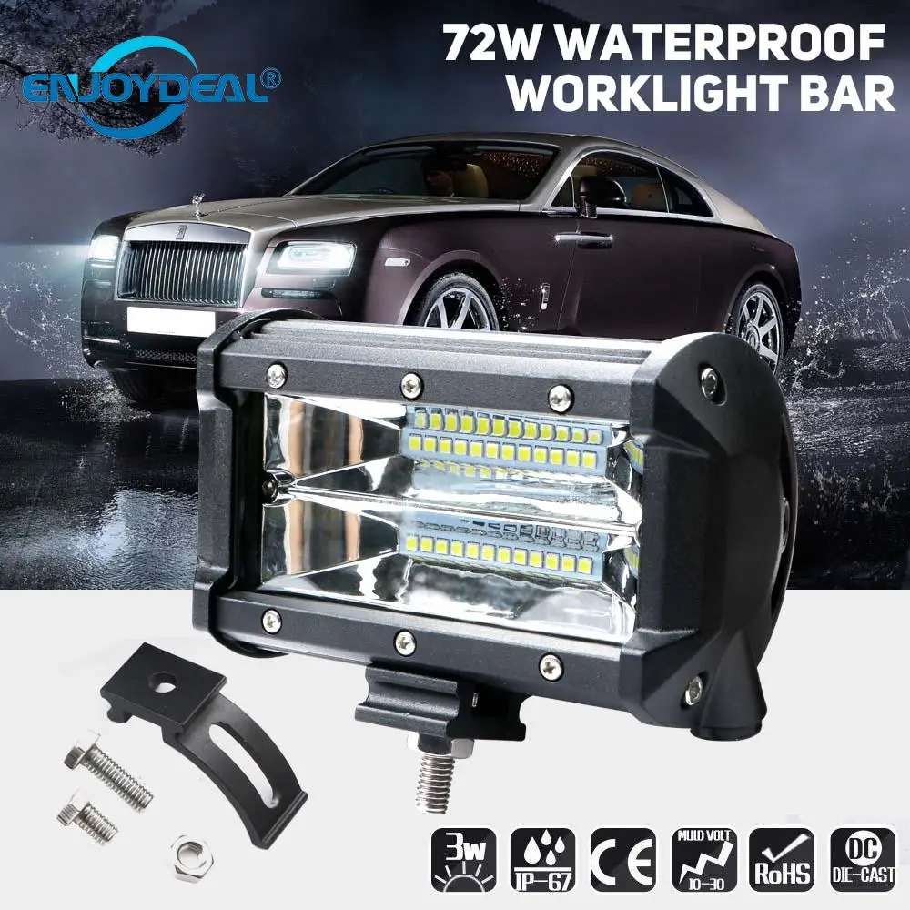 

2018 New 72W LED Car Work Light Off-road Vehicle work light bar Waterproof IP68 1pc / 2pc Universal Car Light