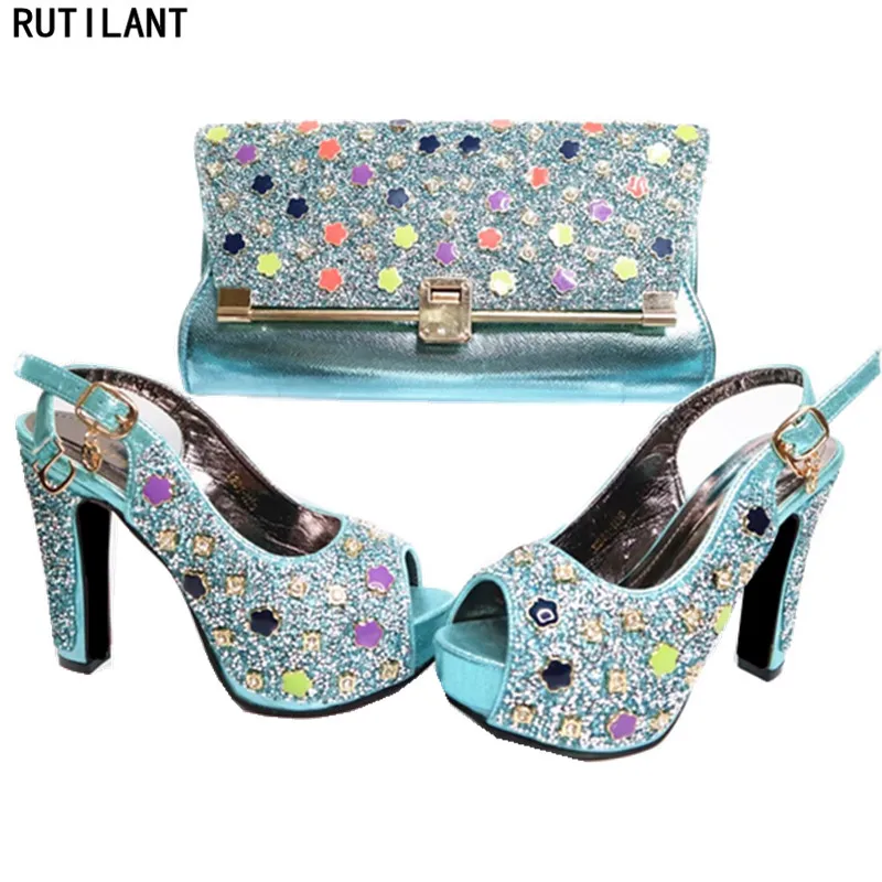 

African Wedding Envio Gratis Shoes and Bag Set Decorated with Rhinestone Italian Shoes with Matching Bags Party Shoes with Bag