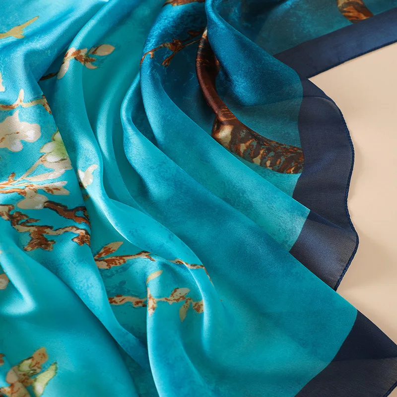 Гладкий шелковый шарф для женщин цветочный принт элегантные шарфы из пашмины женский платок хиджаб Роскошные шали пляжные женские палантины шарфы