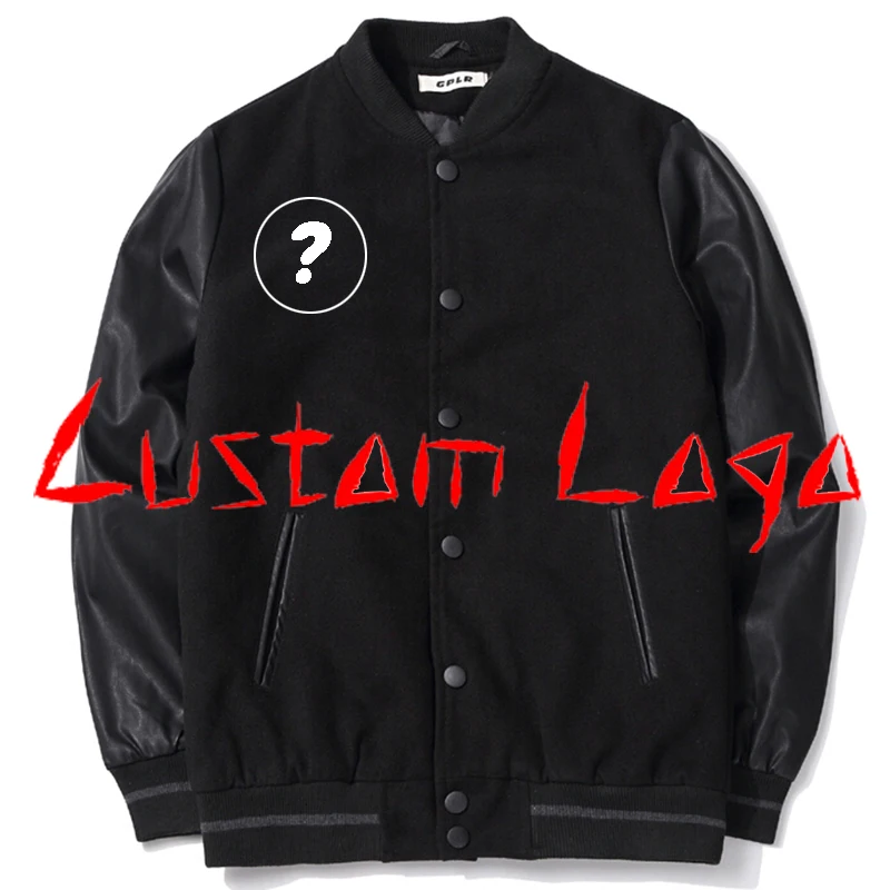 Custom Logo School Team Uniform Men College Baseball Jacket Leather