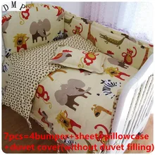 Акция! 6/7 шт. кроватка постельного белья, хлопок детские кроватки beding с начинкой, наборы 120*60/120*70 см