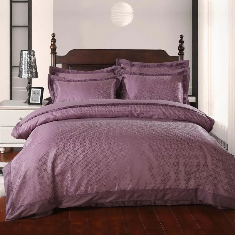 Waliicorners Comfy Bedding Froral Jacquard Satin and cotton King Queen size 4-pieces Bedding Set Luxury, Gray Golden Bedsheet/Fitted shet set 35 118